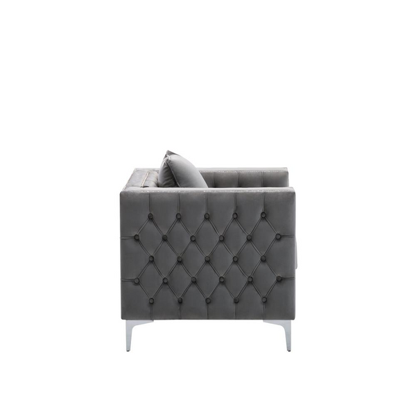 LILOLA Lorreto Gray Velvet Chair