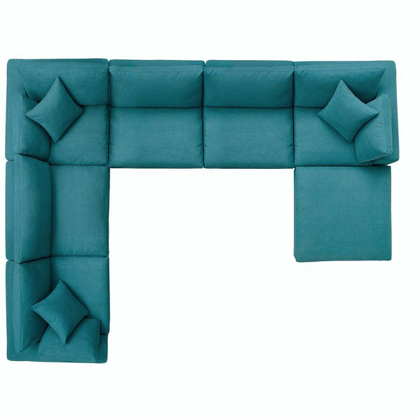 Commix Down Filled Overstuffed 7 Piece Sectional Sofa Set - Teal