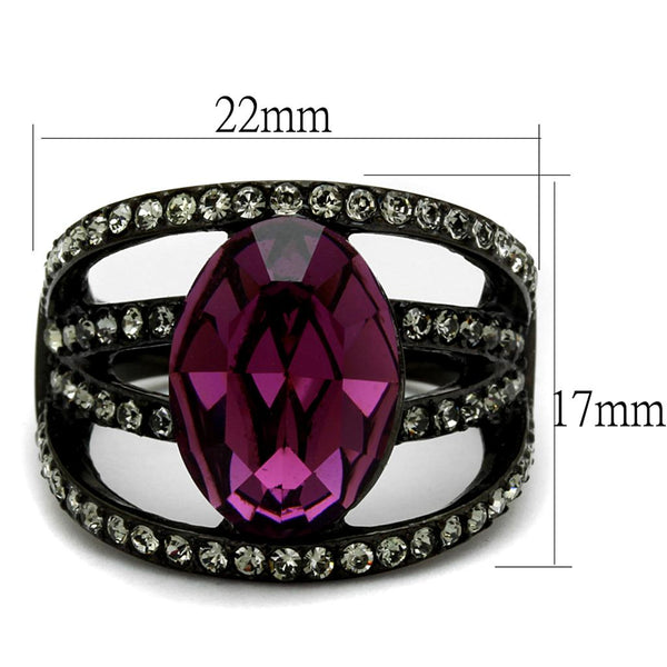TK2348 - IP Black(Ion Plating) Stainless Steel Ring with Top Grade